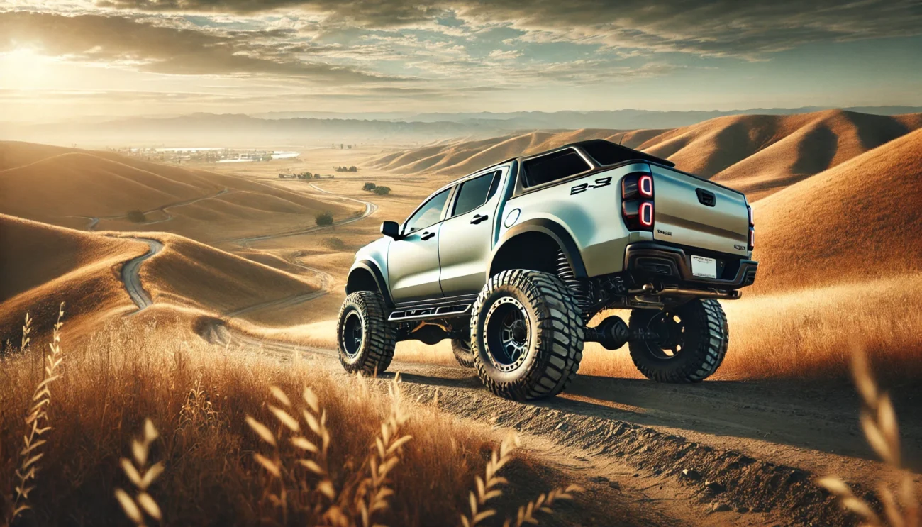 A rugged off-road vehicle equipped with a 0-3.5 inch lift kit, featuring enhanced ground clearance, larger tires, and a scenic backdrop of light off