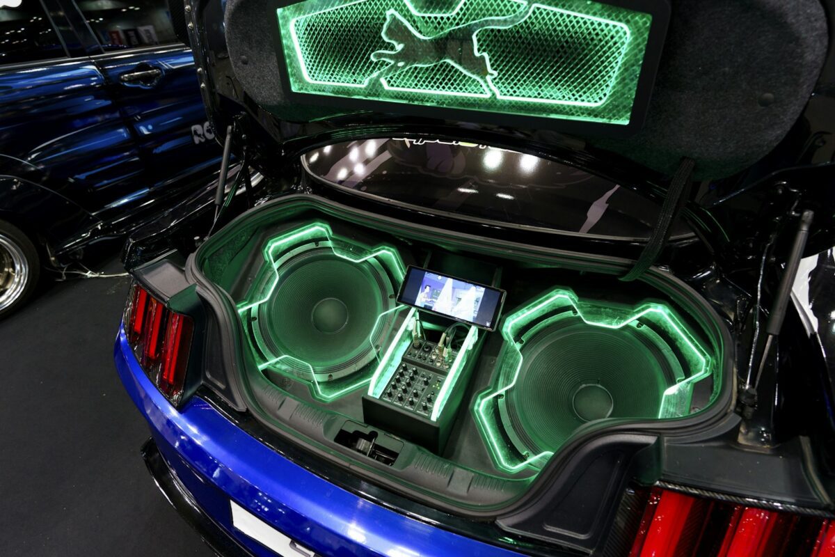 Car with custom speakers installed