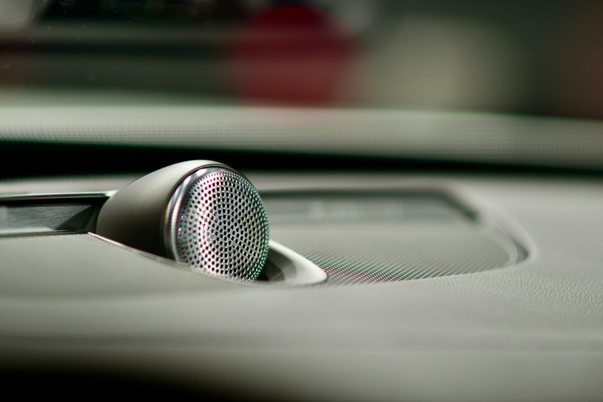 Speaker on a car dashboard