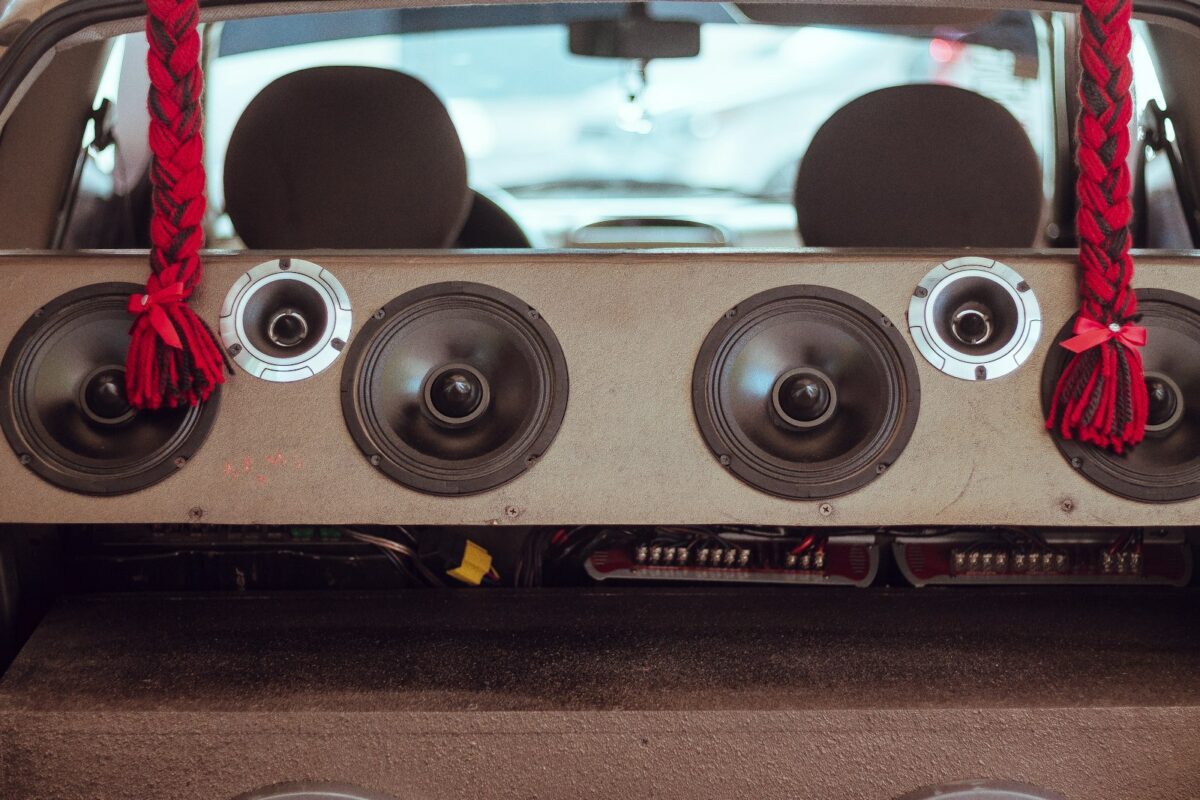 Car with custom speakers installed